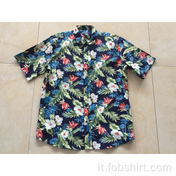 Camicia Hawaii da uomo in cotone con stampa